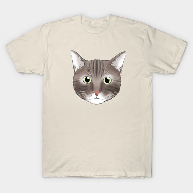 Tabby Cat Face T-Shirt by meownarchy